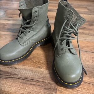 Dr. Martens Green Lace-Up Combat Boots
